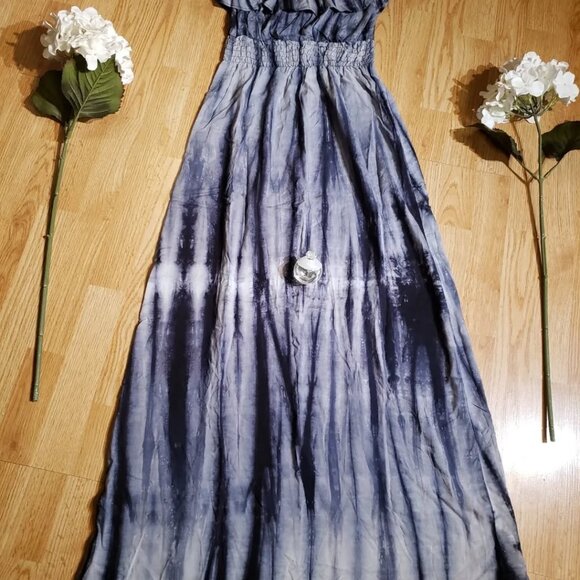 LEO MEETS VIRGO Tie Dye Off Shoulder Maxi Dress - Picture 3 of 12